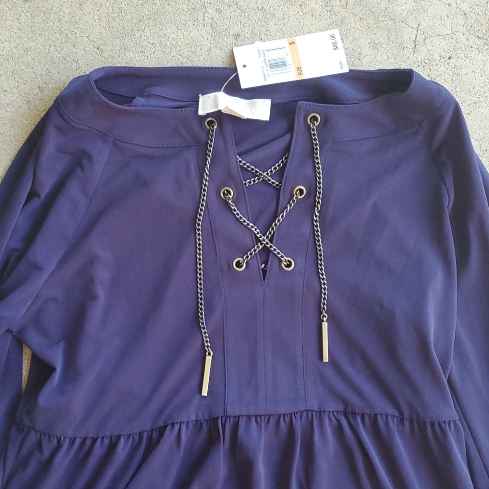 RELISTED Michael Kors chain lace up navy top - Picture 3 of 5